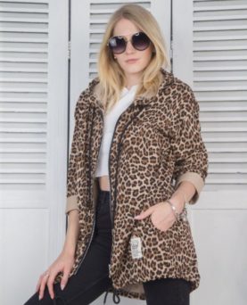 Cardigan m/Hætte - Leopard Print One-Size