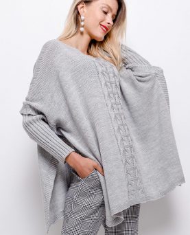 Poncho - One Size, Grå