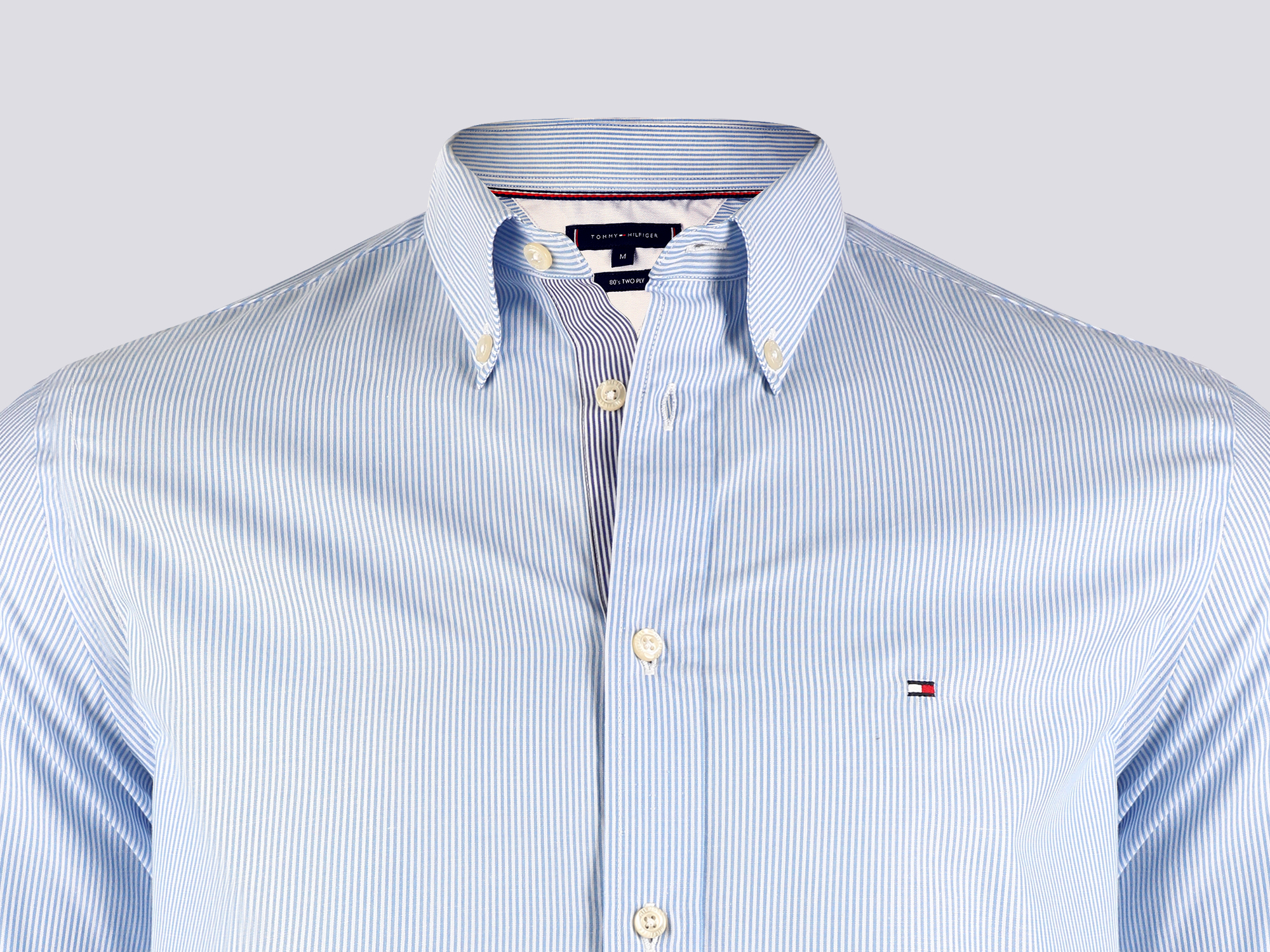 dine Regeneration til Tommy Hilfiger Blue/White Striped Shirt - Outlet Fashion