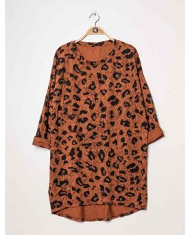 Jumper Dress Leopard print - Burnt Orange