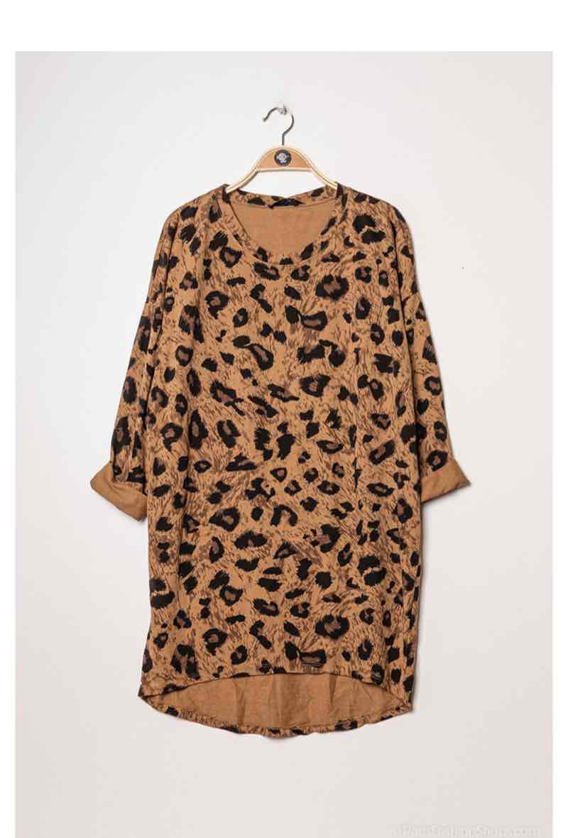 godt hegn morder Jumper Dress Leopard print - Camel - Outlet Fashion