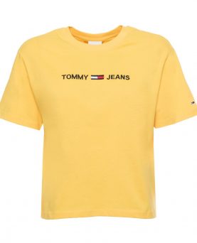 Tommy Jeans Women`s Linear Logo Tee - Star Fruit Yellow
