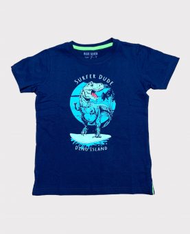 Dino Printed T-Shirt Navy/Neon