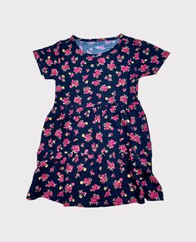 Printed Dress Flower Black/Red Rose