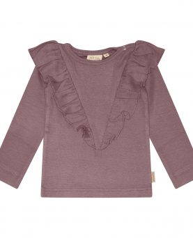 Modal V-Frill Ls Bluse Lavender Mist