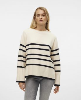 VMSABA LS O-NECK STRIPE PULLOVER BIRCH BLACK