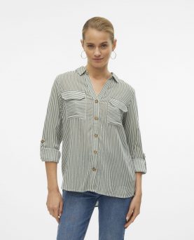 VMBUMPY L/S SHIRT NEW WVN LAUREL WREATH/SNOW WHITE