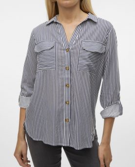 VMBUMPY L/S SHIRT NEW WVN SNOW WHITE/INDIA INK