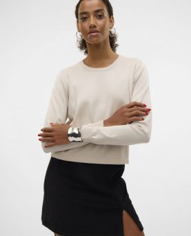 VMSILJE LS O-NECK SHORT PULLOVER MOONBEAM