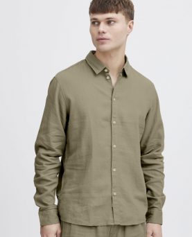 Solid Hørskjorte Ls Vetiver 3XL