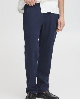 Solid Hørbukser M/ Knap Insignia Blue