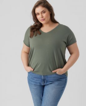 VMAYA SS V-NECK TEE CURVE LAUREL WREATH