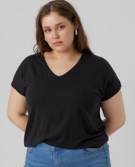 VMAYA SS V-NECK TEE CURVE BLACK