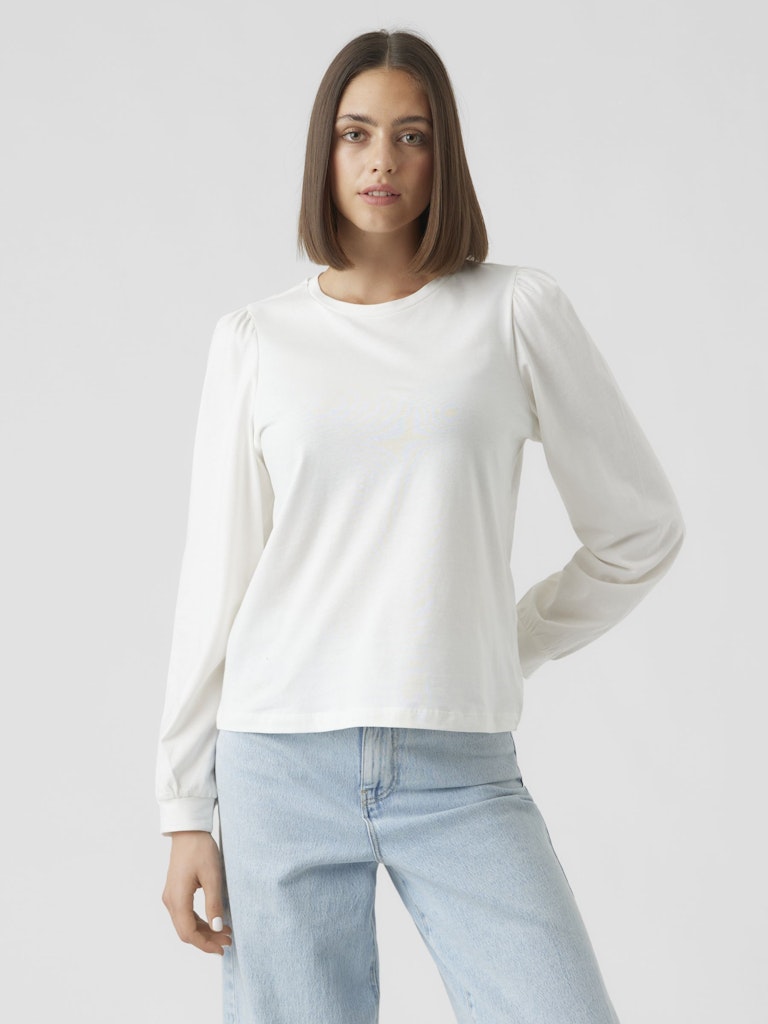 VMKERRY LS O-NECK TOP SNOW WHITE (Størrelse: XL)