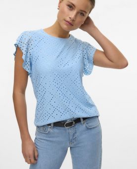 VMTASSA FRILL TOP AIRY BLUE