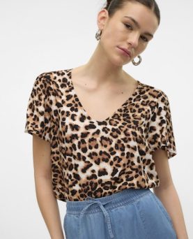VMEASY JOY V-NECK SS BLOUSE LEO