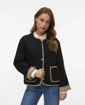 VMNANNIE SHORT JACKET BLACK SILVER MINK