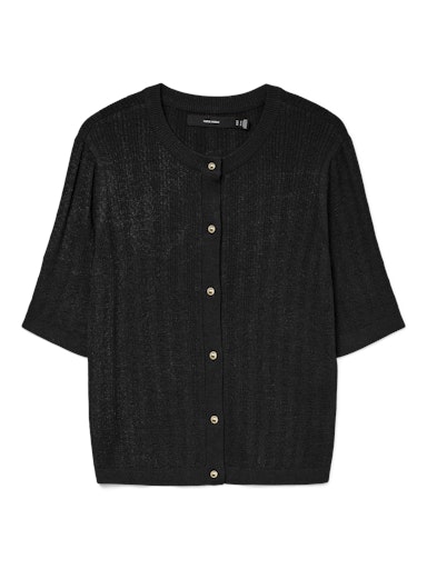 VMNEWLEX STITCH 2/4 O-NECK CARDIGAN BLACK (Størrelse: L)