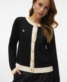 VMOLI LS O-NECK CARDIGAN BLACK BIRCH