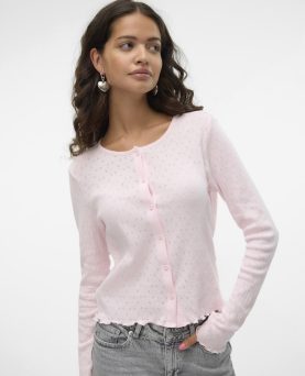 VMISA LS O-NECK CARDIGAN PINK
