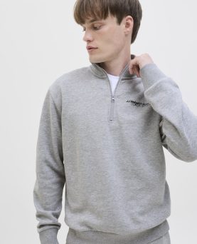 JREBZACK SWEAT HALF ZIP LIGHT GREY MELANGE