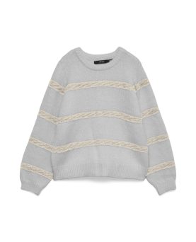 VMZADA LS O-NECK PULLOVER LIGHT GREY/BIRCH