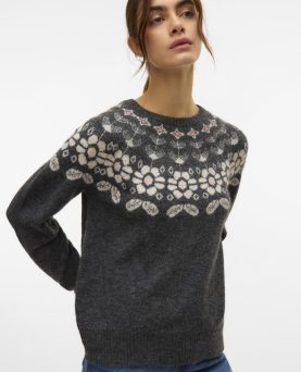 VMSIMONE LS NORDIC PULLOVER DARK GREY MELANGE