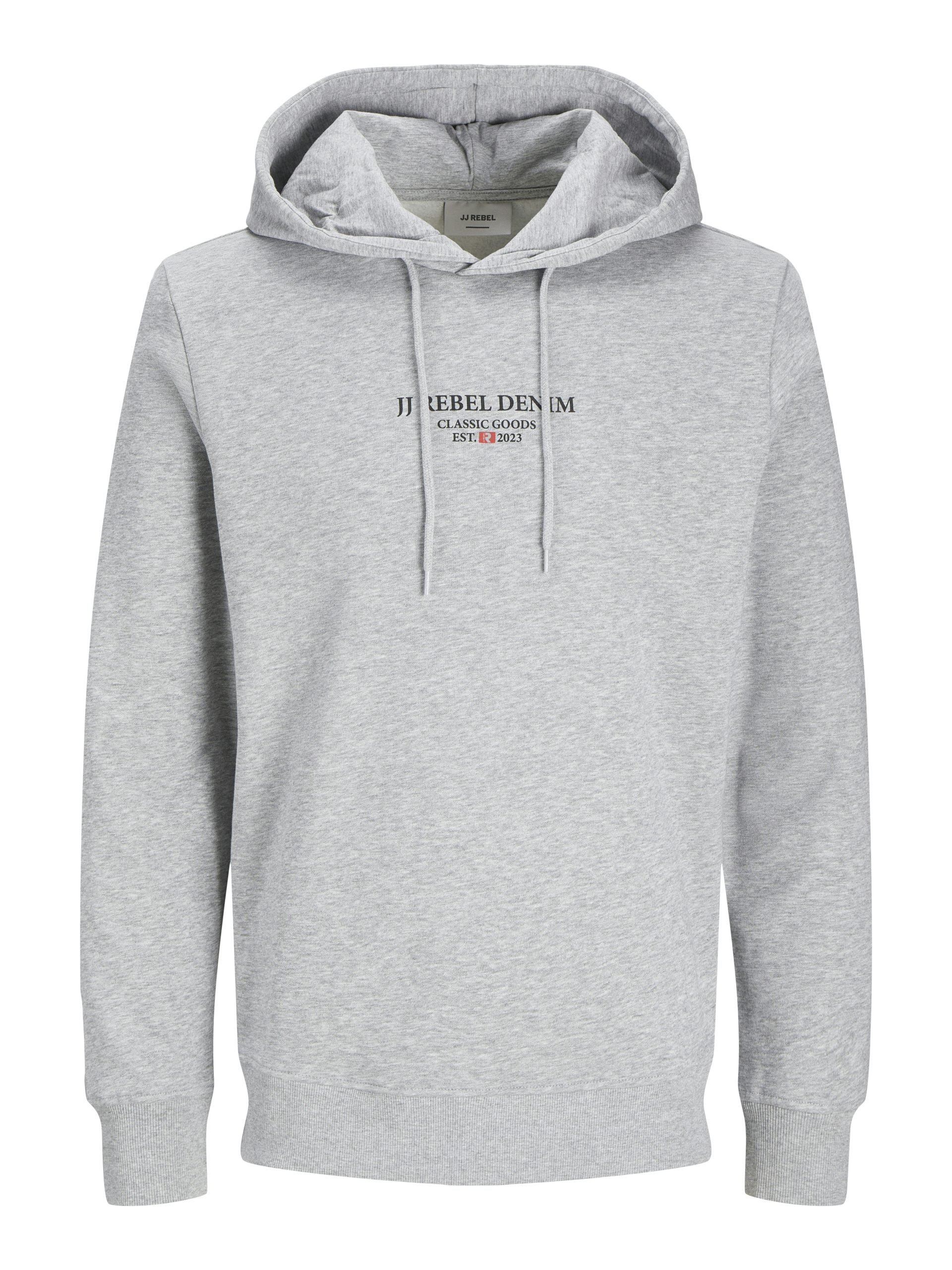 JREBJEANS REBEL PRINT SWEAT HOOD SN-Light Grey Melange (Størrelse: XXL)