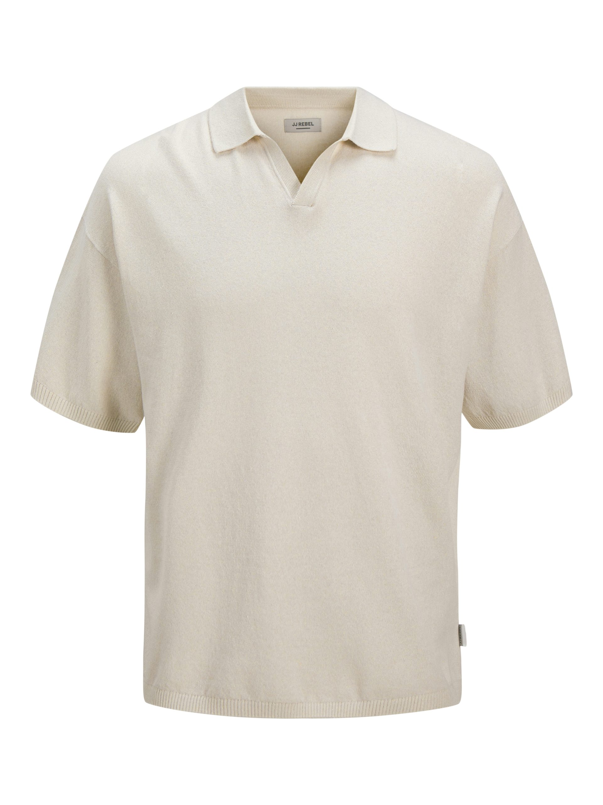 JREBCALLUM KNIT SPLIT NECK-Moonbeam (Størrelse: L)