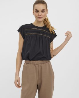 VMDEBBIE PLEAT S/L TOP NOOS-Black