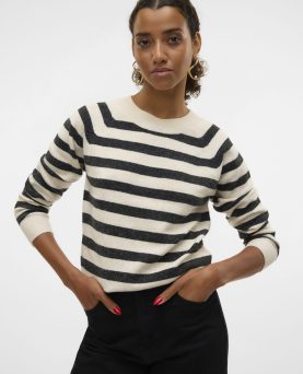 VMDOFFY LS O-NECK BLOUSE GA -Birch W. BLACK MELANGE