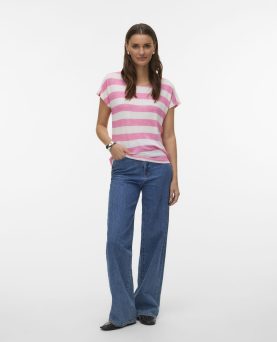 VMWIDE STRIPE SL TOP JRS - Pink Cosmos