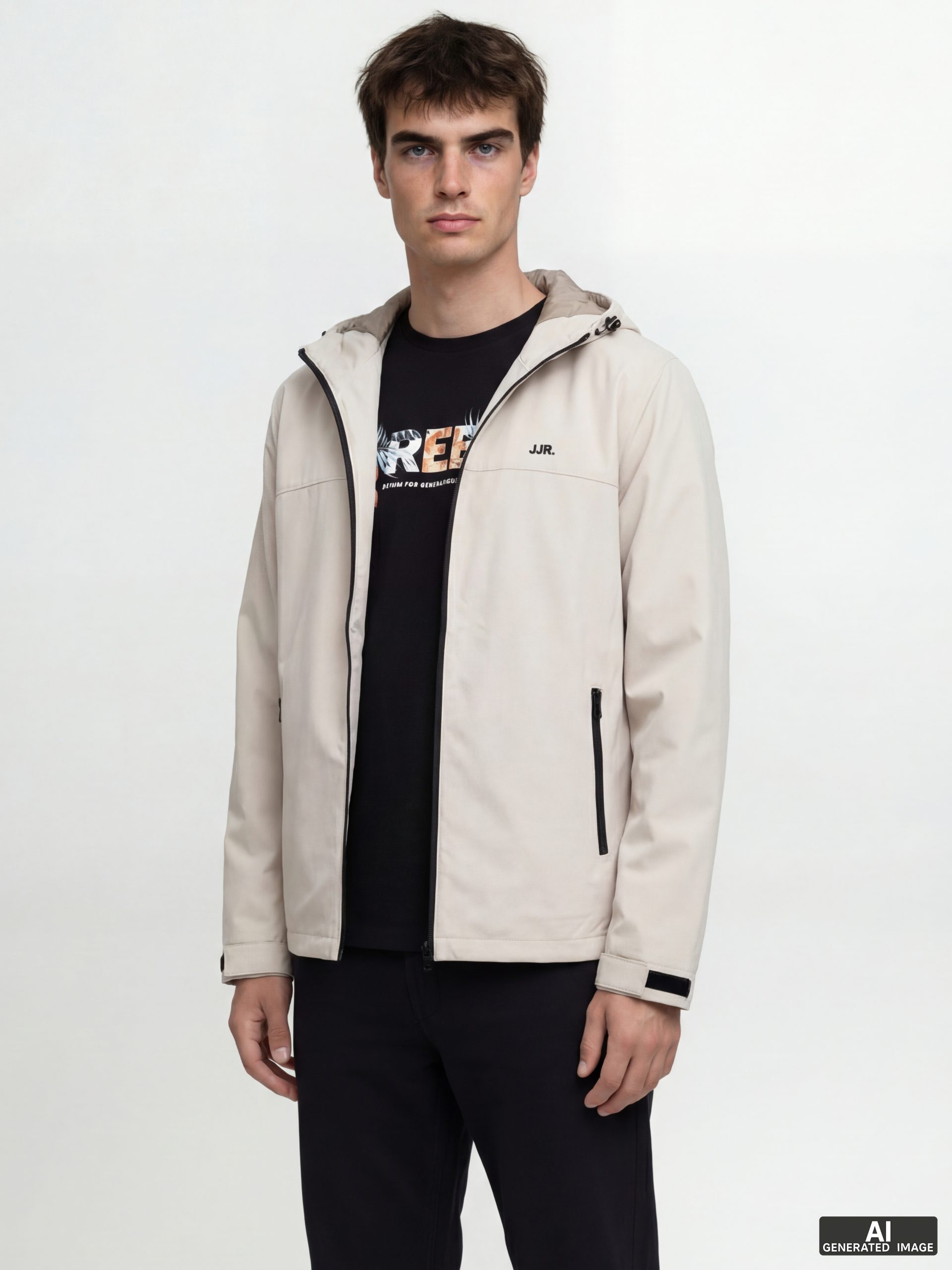 JREBREBEL LOGO LIGHT JACKET – MOONBEAM (Størrelse: S)