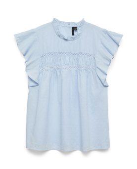 VMTRINE SL LACE TOP WVN - Cashmere Blue