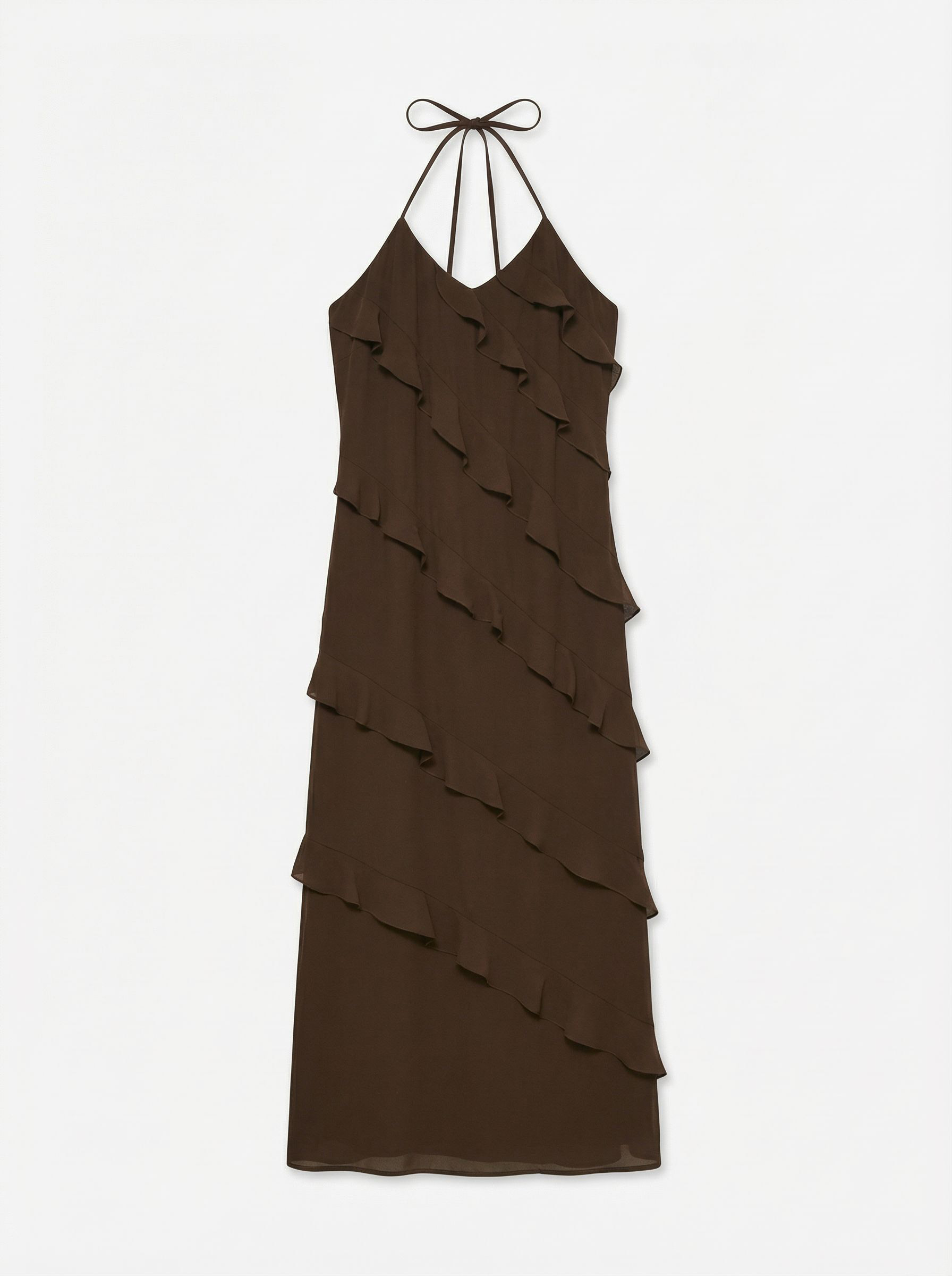 VMMARJORIE SL FLOUNCE MAXI DRESS-Chicory Coffee (Størrelse: S)