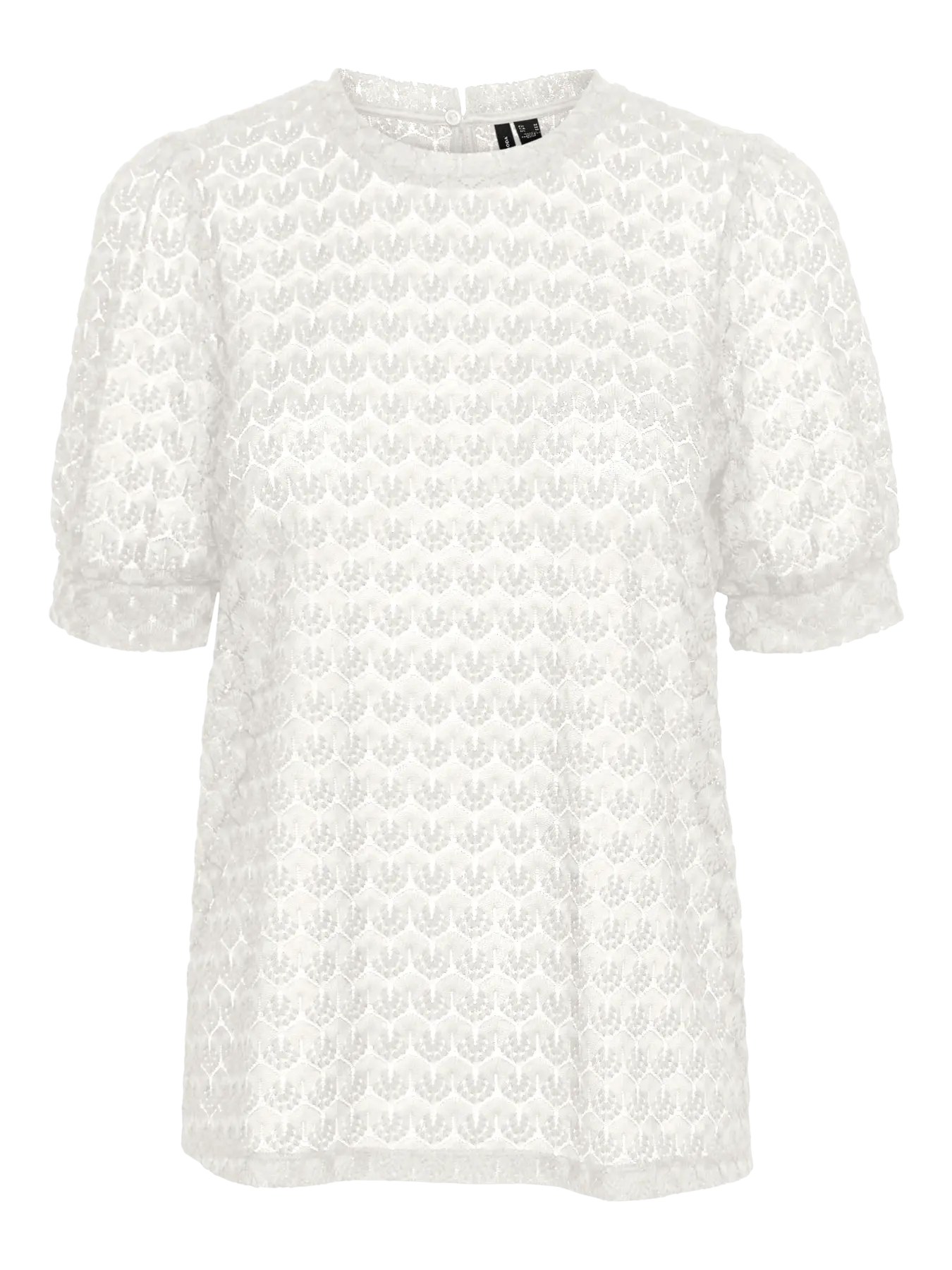 VMBECCA LACE SS O-NECK TOP JRS-Snow white (Størrelse: L)