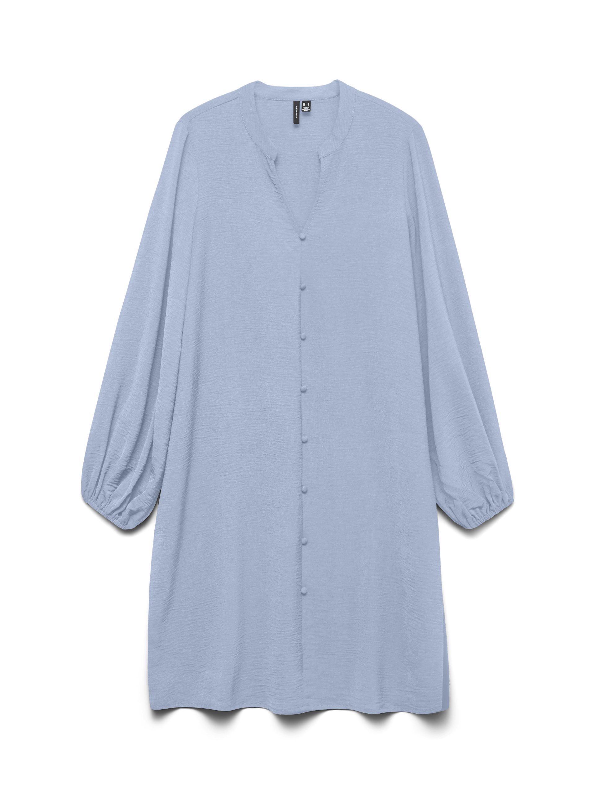 VMALVA LS V-NECK BUTTON DRESS WVN-Cashmere Blue (Størrelse: M)