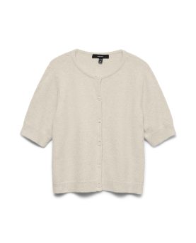 VMDOFFY 2/4 O-NECK BUTTON CARDIGAN - Birch MELANGE