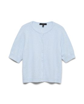 VMDOFFY 2/4 O-NECK BUTTON CARDIGAN - Cashmere Blue MELANGE
