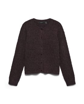VMDOFFY STITCH LS O-NECK CARDIGAN - Chocolate Torte/Black Melange