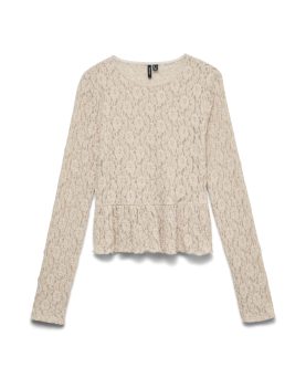 VMFLORA LS PEPLUM TOP- Pumice Stone